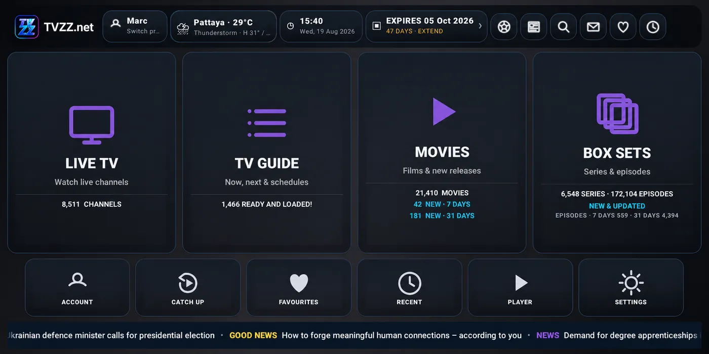 TVZZ.net app home screen